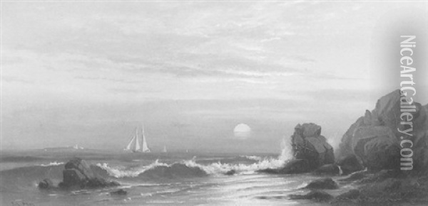 Coastal View At Sunset Oil Painting - Francis Augustus Silva