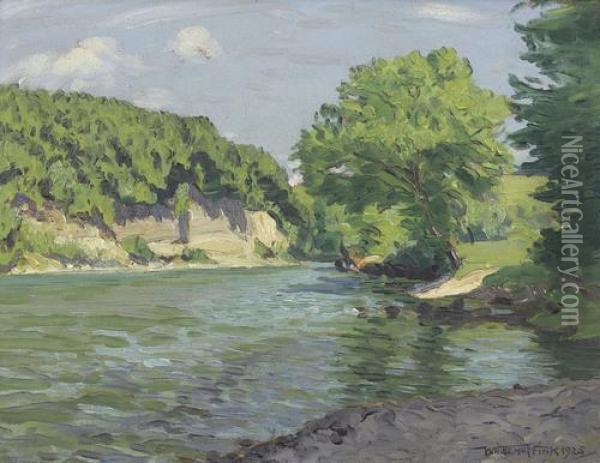 Sommerliche Flusspartie Oil Painting - Waldemar Fink