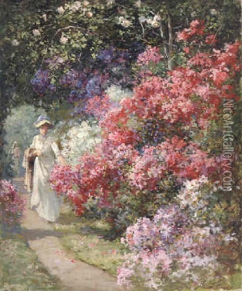 Strolling In The Garden Oil Painting - Abbott Fuller Graves
