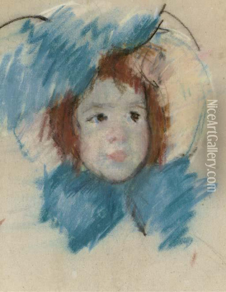Sketch Of Head Of Margot In A Bonnet Looking To The Right Oil Painting - Mary Cassatt