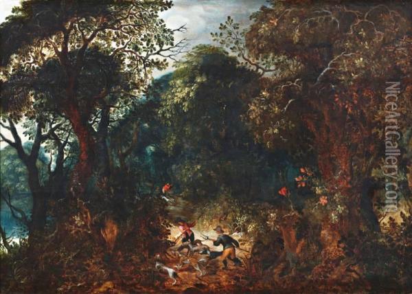De Zwijnenjacht Oil Painting - Abraham Govaerts