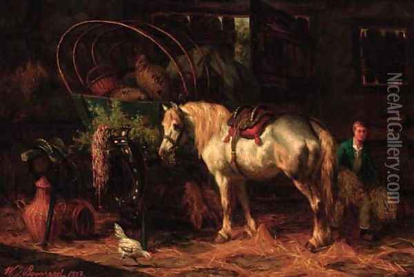 A Cart horse in a barn Oil Painting - Willem Jacobus Boogard