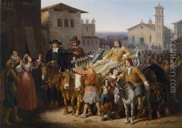 Heimkehr Des Don Quichotte Oil Painting - Hippolyte Lecomte