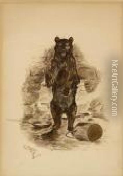 The Whisperin' Disturbs Mr. Bear Oil Painting - Charles Marion Russell