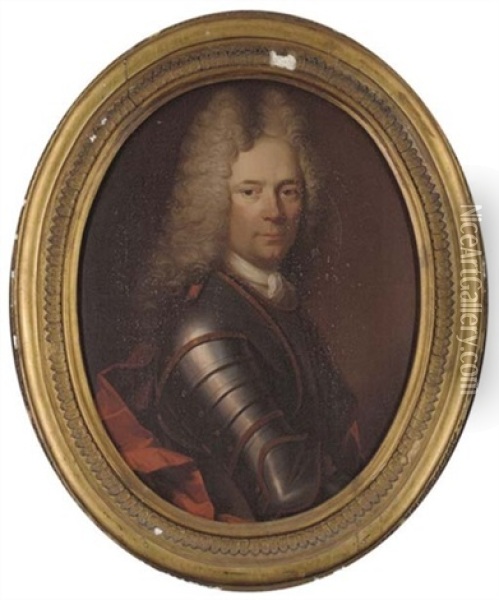 Portrait Of A Gentleman In Armour Oil Painting - Hyacinthe Rigaud