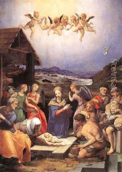 Adoration of the Shepherds 1535-40 Oil Painting - Agnolo Bronzino