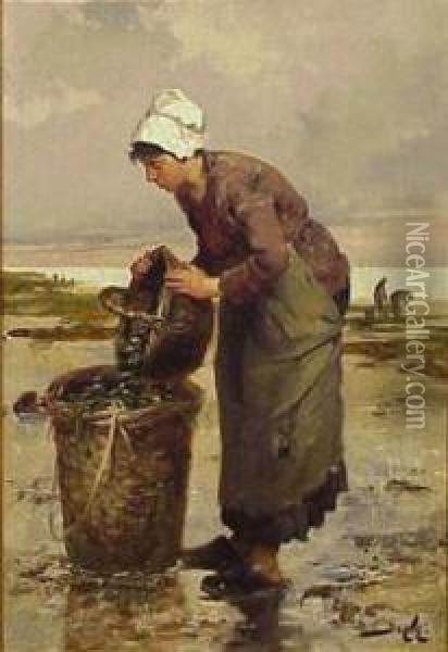 The Day's Catch Oil Painting - Pierre-Marie Beyle