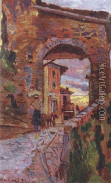 Barga, Porta Macchiaja Oil Painting - Ulvi Liegi (Luigi Levi)