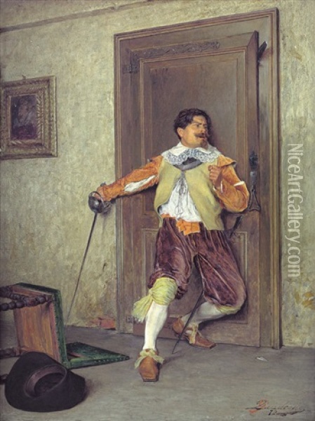 Non Si Passa Oil Painting - Giovanni Battista Quadrone