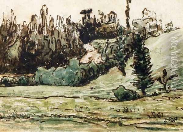 Wooded Hillside near Vichy Oil Painting - Jean-Francois Millet
