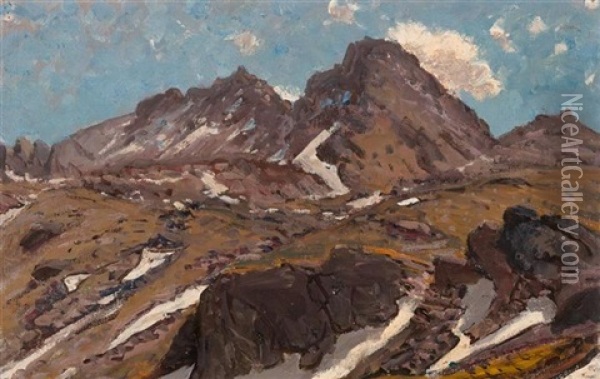 Berglandschaft Oil Painting - Otto Gampert