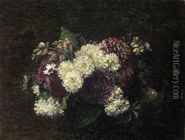 Chrysanthemes Et Fleurs Diverses Oil Painting - Henri Fantin-Latour