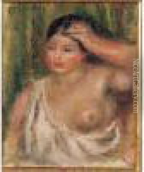 Femme Au Sein Nu Oil Painting - Pierre Auguste Renoir