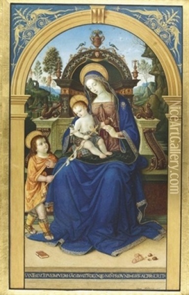Die Jungfrau Maria Mit Jesus Und Johannes Dem Taufer Oil Painting - Eliseo Tuderte Fattorini