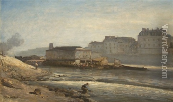 Bord De Seine, Paris Oil Painting - Johan Barthold Jongkind