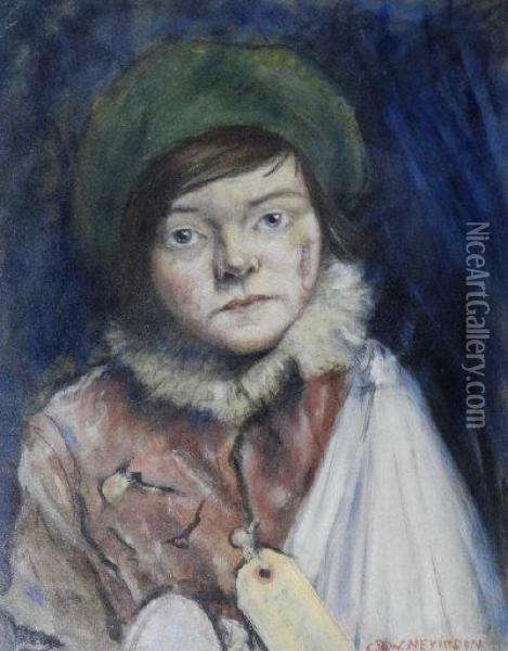 Camden Town Kid Or Cockney Stoic Oil Painting - Christopher R. Wynne Nevinson