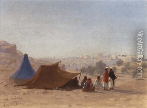 Encampment Outside The Walls Of Jerusalem Oil Painting - Charles Theodore (Frere Bey) Frere