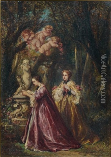 Le Bois Aux Amours Oil Painting - Louis-Gabriel-Eugene Isabey