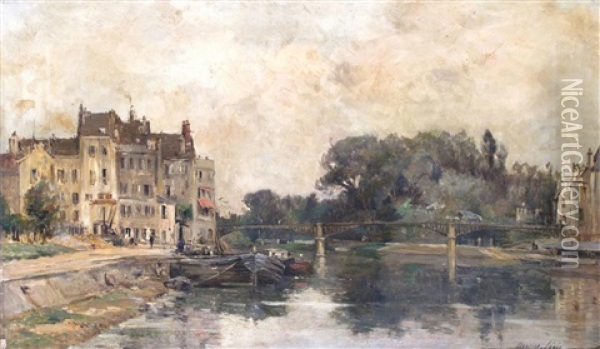 Le Pont De Lagny Oil Painting - Maurice Levis