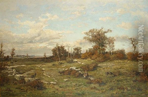 Landschap Met Herderin En Geit Oil Painting - Theodore Baron
