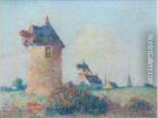 Moulins Au Croizic Oil Painting - Ferdinand Loyen Du Puigaudeau