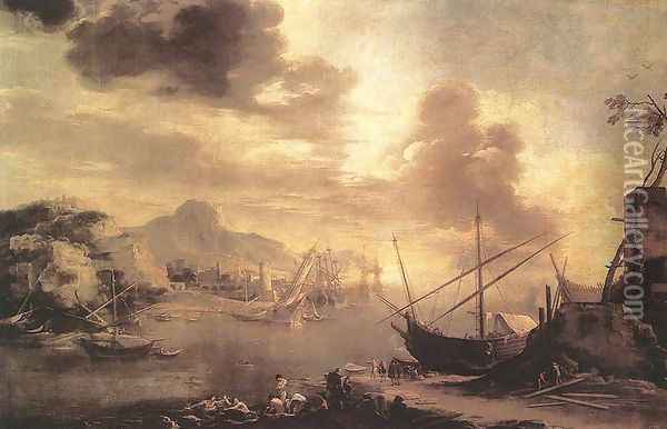 View of the Gulf of Salerno 1640-45 Oil Painting - Salvator Rosa