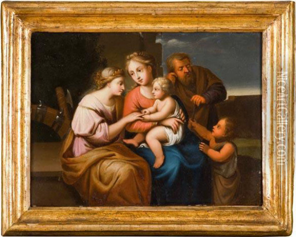 Matrimonio Mistico Di Santa Caterina Oil Painting - Gaspare Landi