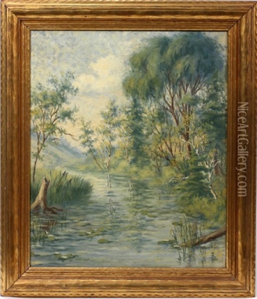Stream In Forest Oil Painting - Willard Ayer Nash