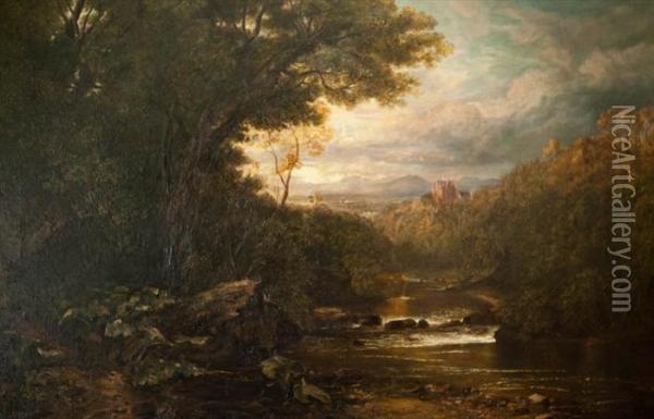 River Landscape Oil Painting - Horatio McCulloch