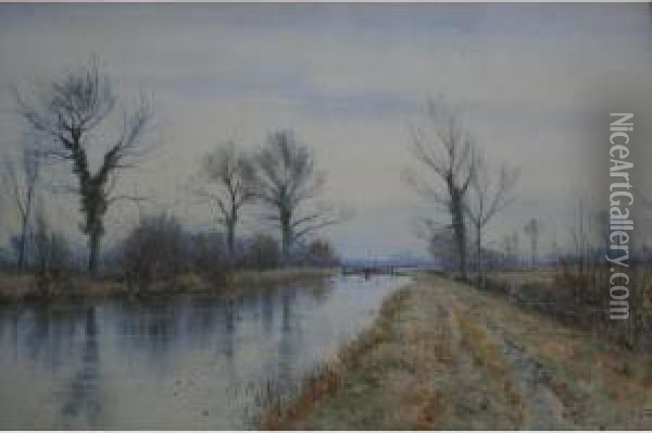 A Fenland Canal Oil Painting - Robert Winter Fraser