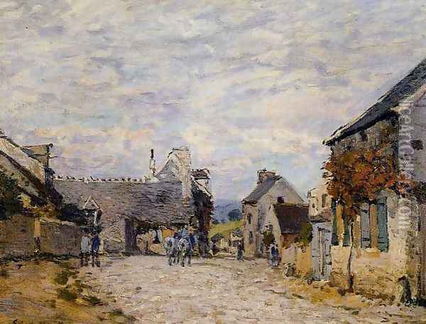Village Street - Louveciennes Oil Painting - Alfred Sisley