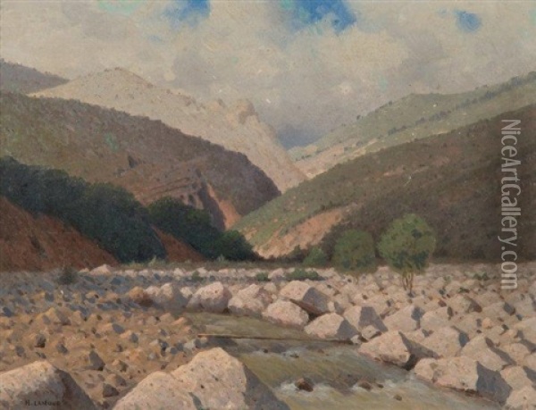 Paysage De Montagne Oil Painting - Felix-Hippolyte Lanoue