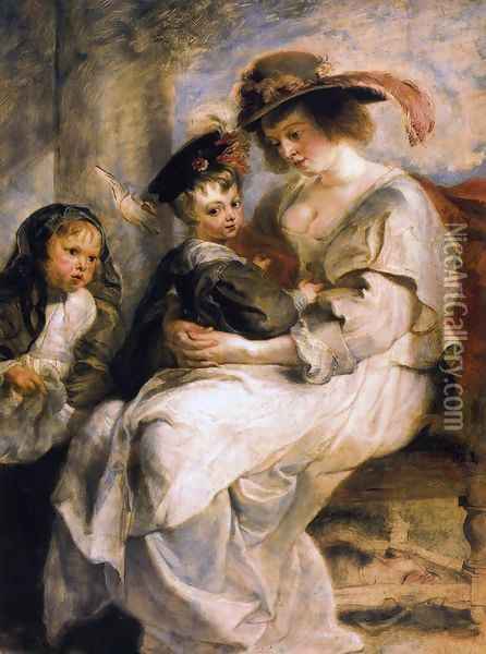 Helena Fourment with her Children, Clara, Johanna and Frans Oil Painting - Peter Paul Rubens