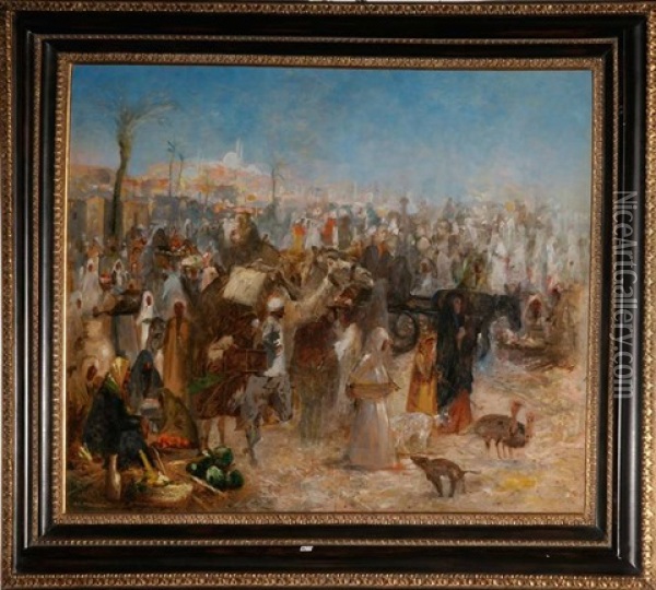 Vue Du Marche Au Caire Oil Painting - Leopold Alphons Mielich
