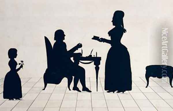 Silhouettes of Monsieur and Madame Roland and their Daughter Eudora Oil Painting - Jean Gaspard Lavater
