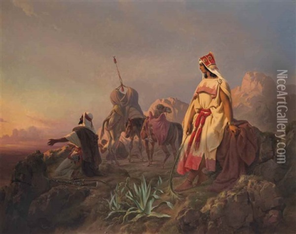 Prayers In The Desert Oil Painting - Niels Simonsen