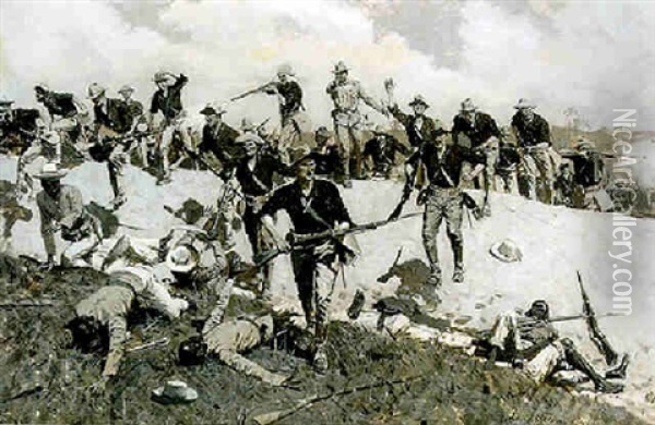 Soldier's Charge Oil Painting - Frederic Remington