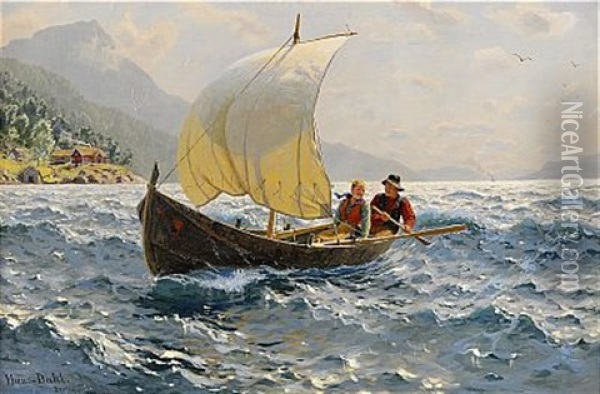 Froliche Fahrt - Sognefjorden, Westnorwegen Oil Painting - Hans Dahl