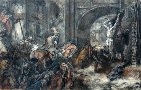 De Dood Van Sint Sebastiaan Oil Painting - Johannes Hendricus Jurres