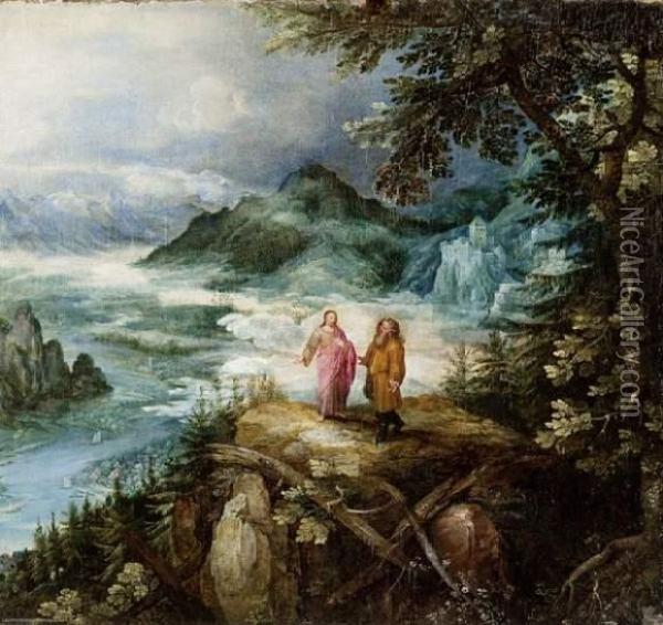 Paysage De Montagne Avec La Tentation Du Christ Oil Painting - Jan Brueghel Le Vieux