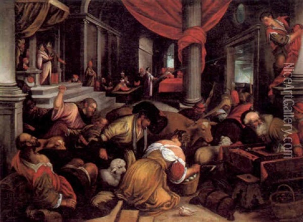 Jesus Vertreibt Die Handler Aus Dem Tempel Oil Painting - Francesco Bassano the Younger