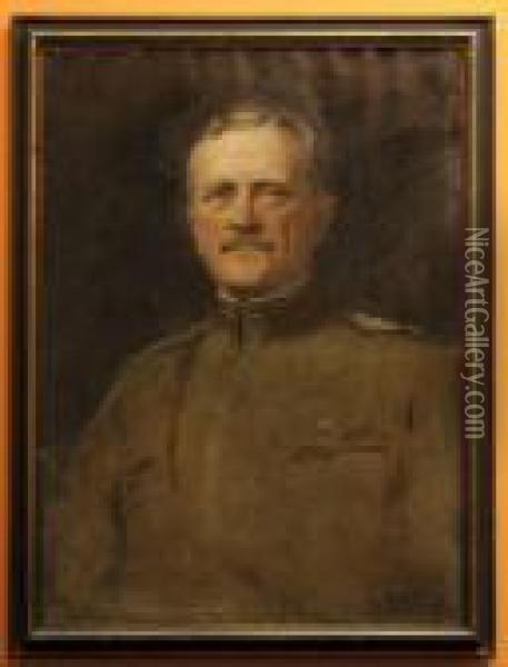Portrait Of General Pershing Oil Painting - Stephen A. Douglas Volk
