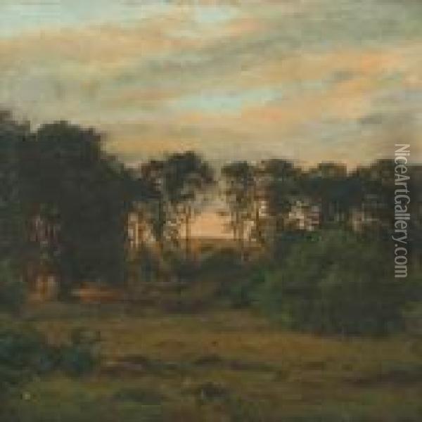 Forest Scenery Inthe Evening Sun Oil Painting - F. C. Kiaerschou