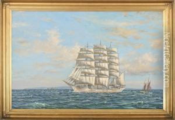 A Full-rigged Finnish Training Ship Oil Painting - Christian Bogo