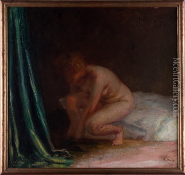 Sitzender Damenakt Oil Painting - Julius Exter