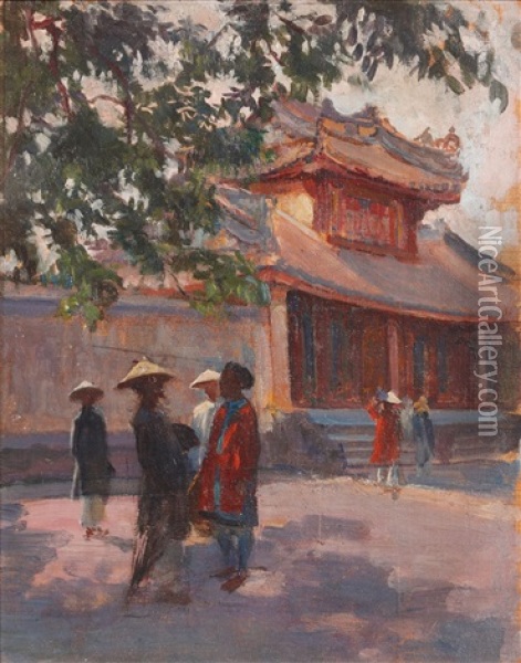 Temple Of Minh Mang, Hue Oil Painting - Victor Francois Tardieu