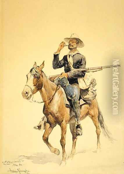 A Mounted Infantryman Oil Painting - Frederic Remington
