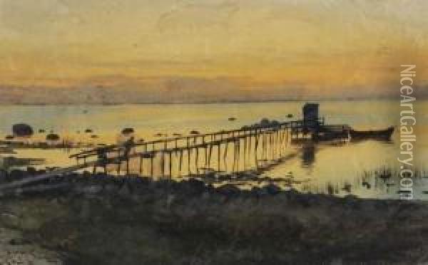Coucher De Soleil Sur La Mer En Crimee Oil Painting - Albert Nikolaivich Benua
