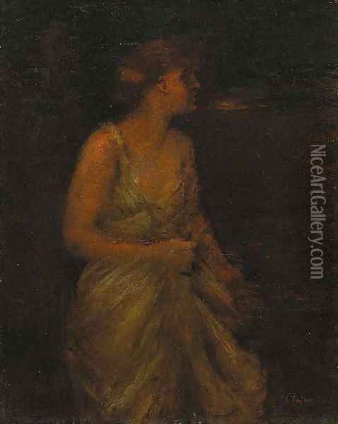 Woman in a Landscape Oil Painting - George Fuller