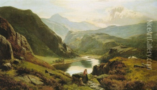 Llyn-e-ddinas, North Wales Oil Painting - Sidney Richard Percy